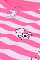 GIRLS SNOOPY DROP SHOULDER STRIPER T SHIRT