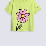 GIRLS DROP SHOULDER FLOWER T SHIRT