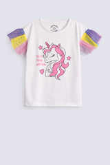 GIRLS UNICORN DROP SHOULDER T SHIRT