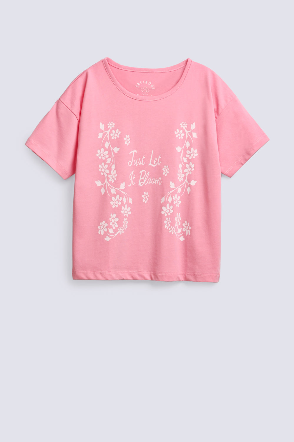 GIRLS DROP SHOULDER T SHIRT WITH FLORAL PRINT