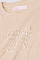 GIRLS EMBELLISHED RIBBED TOP