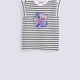 GIRLS STRIPER WITH FLOWER T-SHIRT