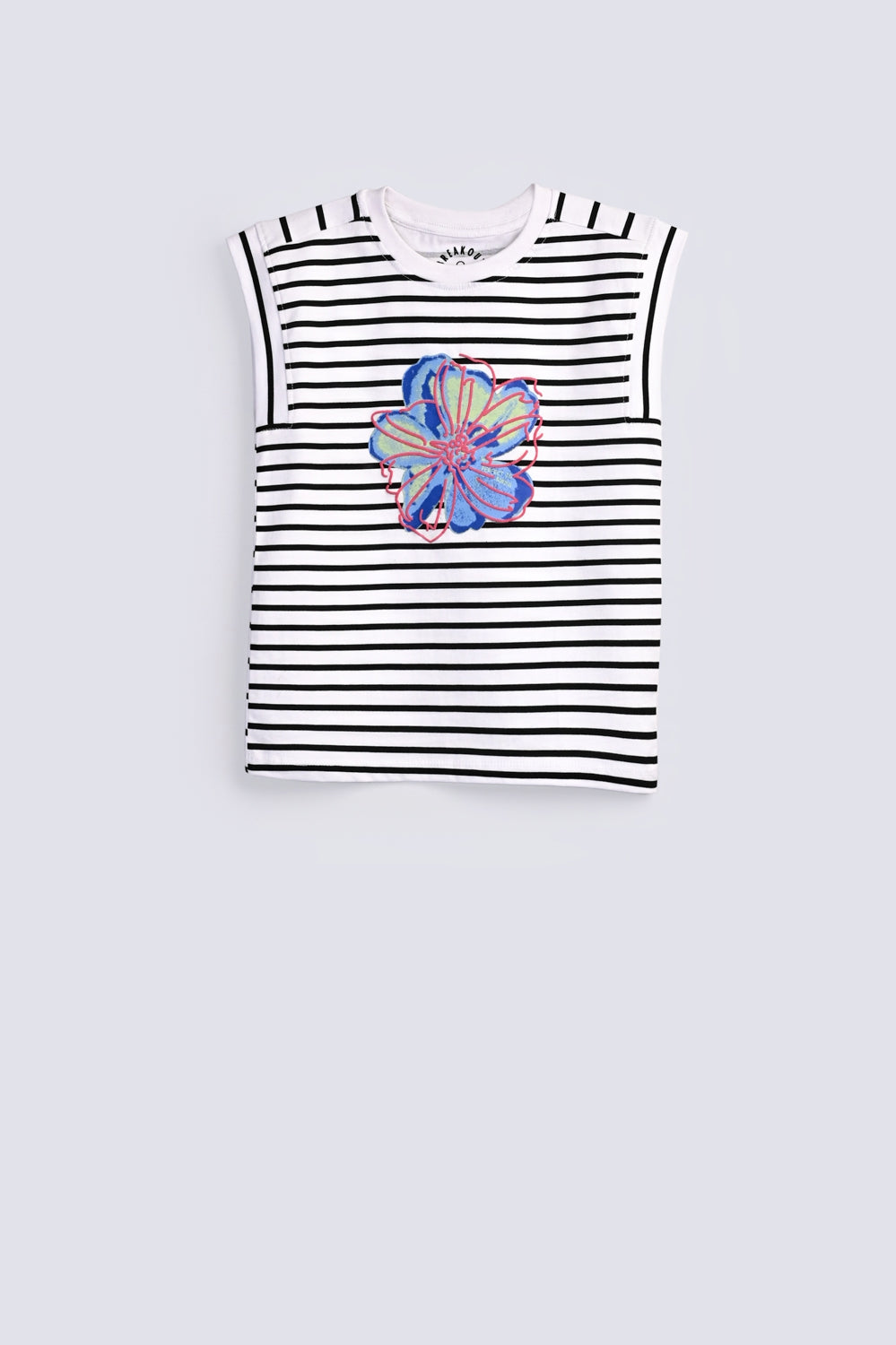 GIRLS STRIPER WITH FLOWER T-SHIRT