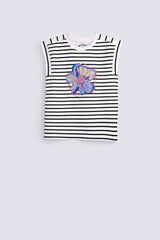 GIRLS STRIPER WITH FLOWER T-SHIRT