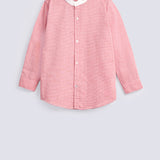 BOYS CONTRAST BAN COLLAR SHIRT