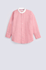 BOYS CONTRAST BAN COLLAR SHIRT