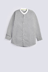 BOYS CONTRAST BAN COLLAR SHIRT