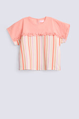 GIRLS DROP SHOULDER STRIPED SHIRT