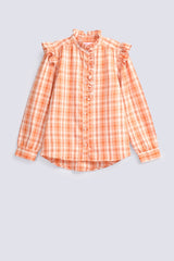 GIRLS CHECKERED BUTTON DOWN TOP