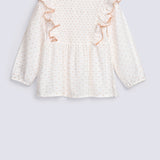 GIRLS SMOCKING TOP WITH LACE