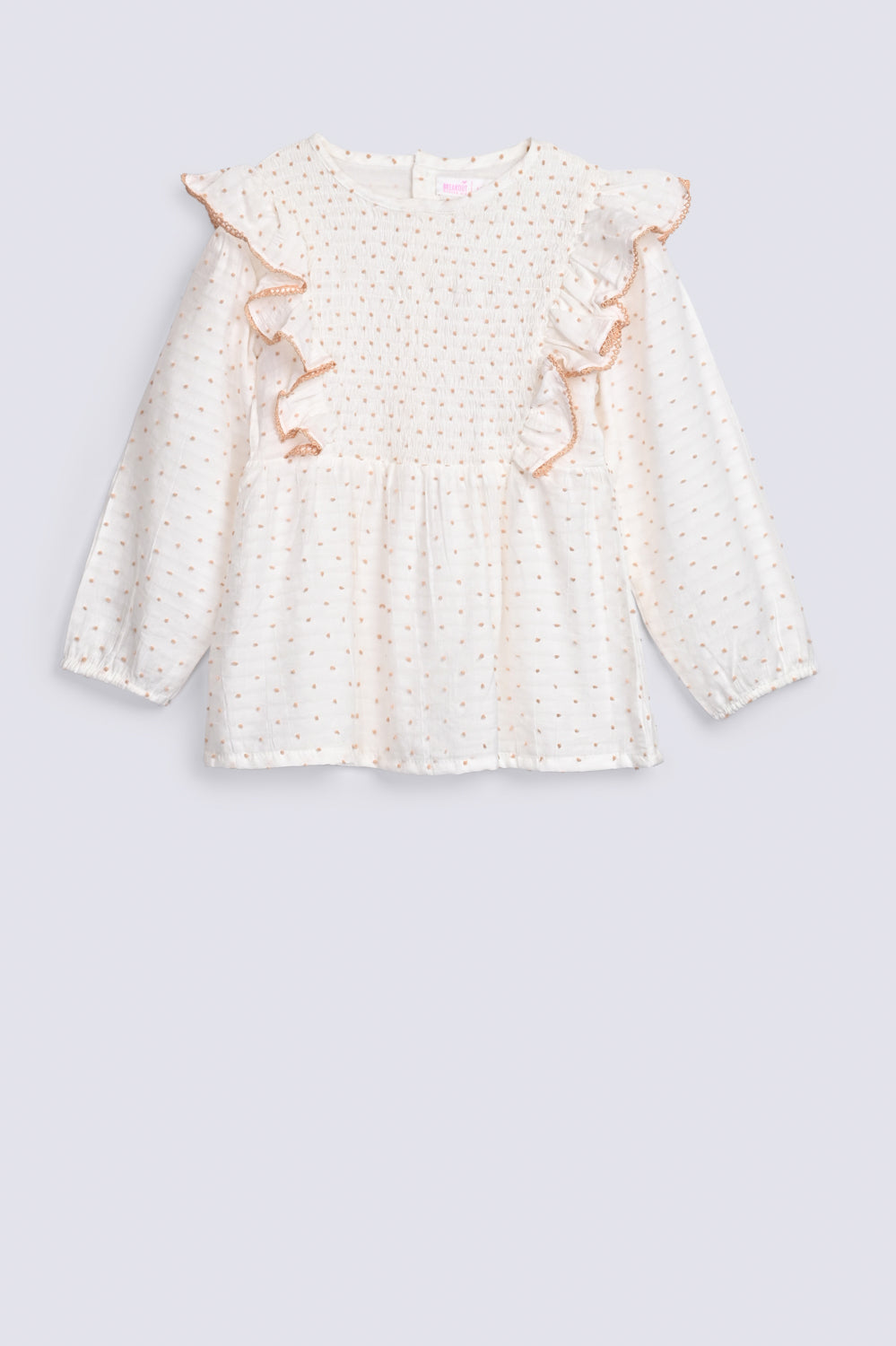 GIRLS SMOCKING TOP WITH LACE