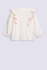 GIRLS SMOCKING TOP WITH LACE