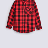 BOYS ELBOW PATCH CHECKERED SHIRT