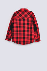 BOYS ELBOW PATCH CHECKERED SHIRT