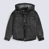 BOYS DROP SHOULDER HOODED DENIM SHACKET