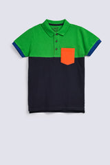 BOYS CONTRAST POCKET POLO