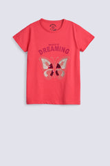GIRLS EMBELLISHED BUTTERFLY T SHIRT