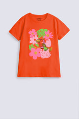 GIRLS FLORAL T SHIRT WITH GLITTER