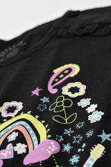 GIRLS PRINTED T SHIRT WITH FANCY SLVS