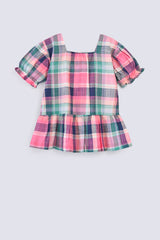 GIRLS CHECKED TOP WITH PLACKET