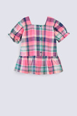GIRLS CHECKED TOP WITH PLACKET