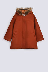 GIRLS FAUX FUR HOODED COAT