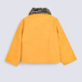 GIRLS COAT WITH FAUX FUR COLLAR