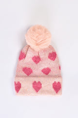 GIRLS JACQUARD CAP WITH POM POM