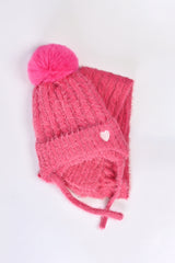 GIRLS WARM SET WITH POM POM