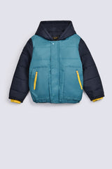 BOYS CONTRAST SLEEVE PUFFER JACKET