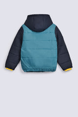 BOYS CONTRAST SLEEVE PUFFER JACKET