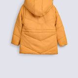 GIRLS LONG PUFFER JACKET WITH FUR HOOD