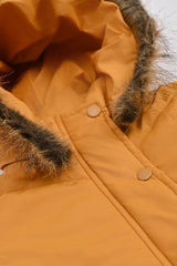 GIRLS LONG PUFFER JACKET WITH FUR HOOD