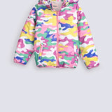 GIRLS PRINTED PUFFER JACKET WITH HOOD