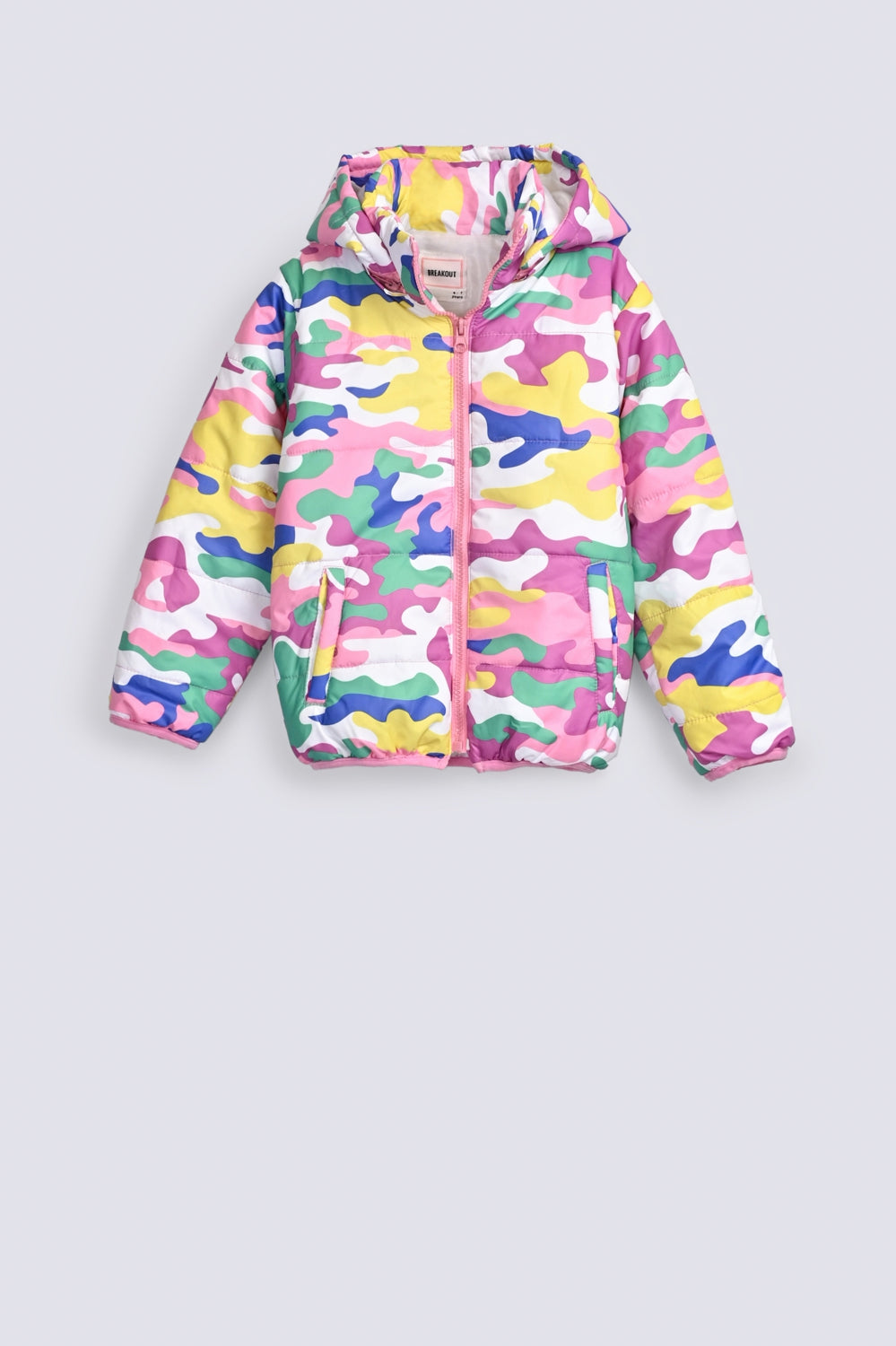 GIRLS PRINTED PUFFER JACKET WITH HOOD