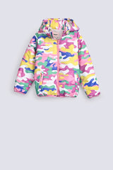 GIRLS PRINTED PUFFER JACKET WITH HOOD