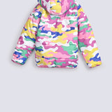 GIRLS PRINTED PUFFER JACKET WITH HOOD