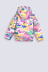 GIRLS PRINTED PUFFER JACKET WITH HOOD