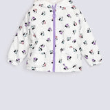 GIRLS PRINTED PUFFER JACKET WITH FUR HOOD