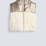 GIRLS SHINY GILET WITH FAUX FUR