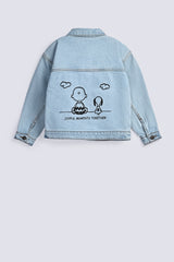 GIRLS DROP SHOULDER SNOOPY DENIM JACKET