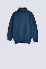 BOYS CROSS PATTERN HIGH NECK SWEATER