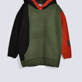 BOYS CONTRAST SLEEVE HOODED SWEATER