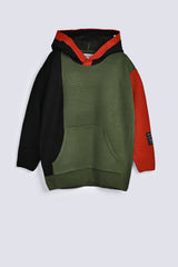 BOYS CONTRAST SLEEVE HOODED SWEATER