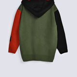 BOYS CONTRAST SLEEVE HOODED SWEATER