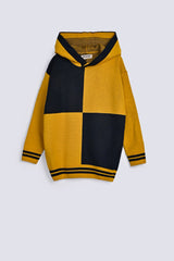 BOYS BLOCK PATTERN HOODED SWEATER