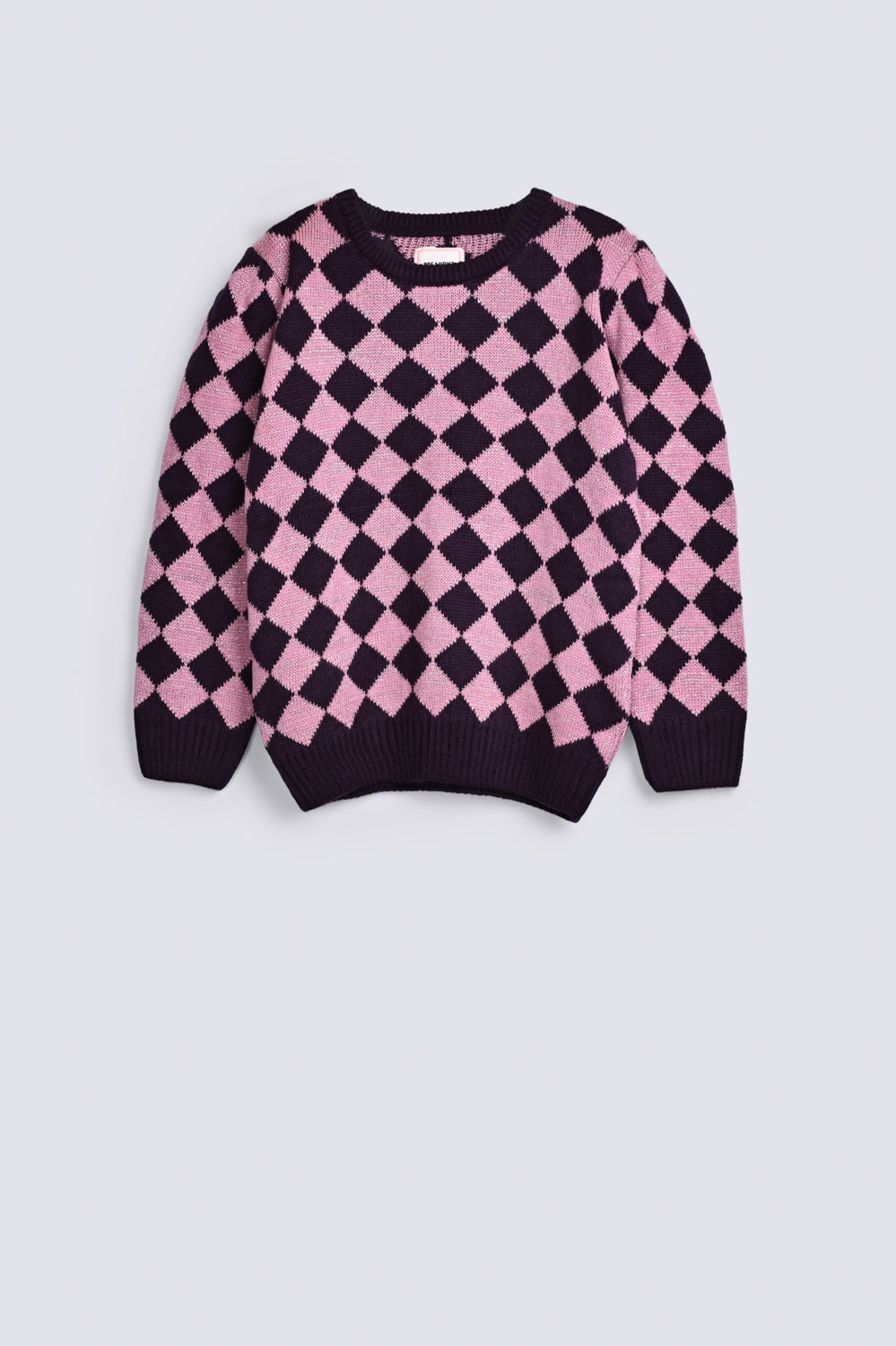 GIRLS CHECKERED SWEATER WITH LUREX