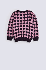 GIRLS CHECKERED SWEATER WITH LUREX