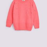 GIRLS REGLAN SLEEVE EMBELLISHED SWEATER