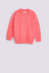 GIRLS REGLAN SLEEVE EMBELLISHED SWEATER